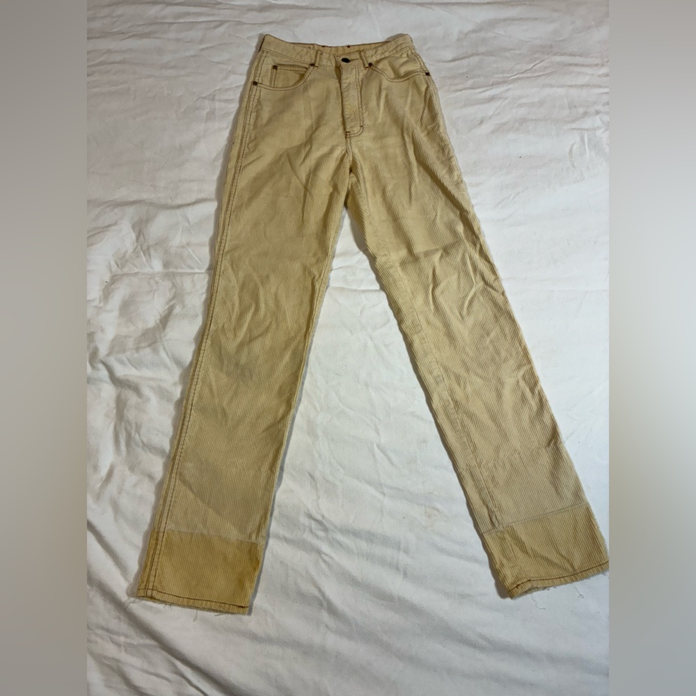 Vintage Sasson High Waist Corduroy Pants W26 L31.5 Straight Leg Cream‎ Size 9